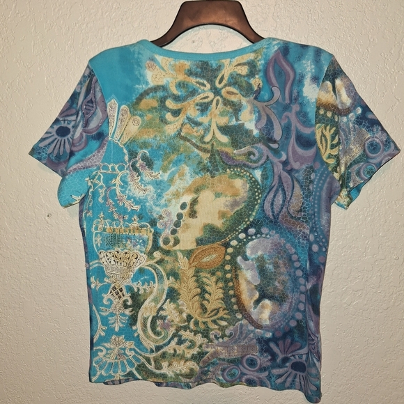 Candy Couture  Jean Jacket S & Shirt L Artsy Abstract Colorful Sequins - Picture 5 of 9